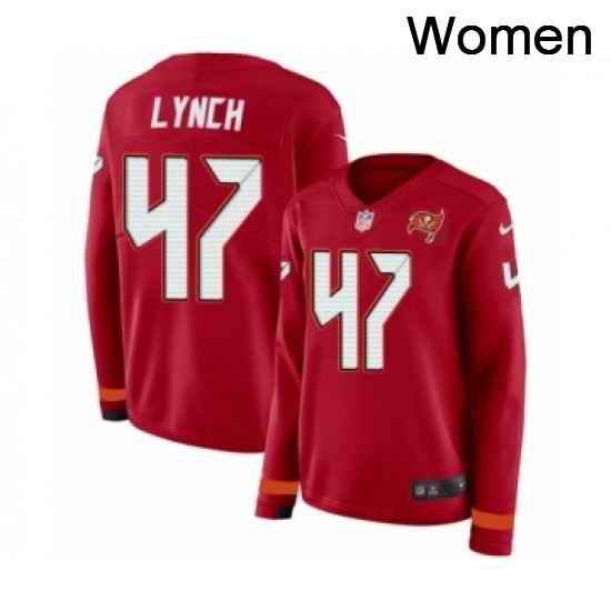 Womens Nike Tampa Bay Buccaneers 47 John Lynch Limited Red Therma Long Sleeve NFL Jersey